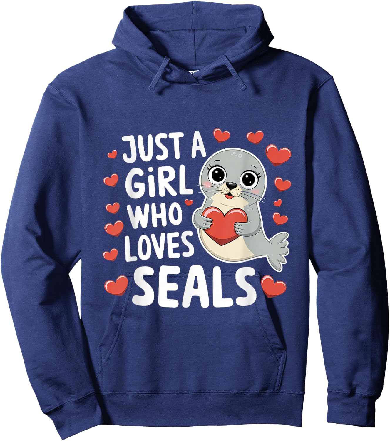 Just A Girl Who Loves Seals Funny Seals Lover Women Kids Hoodie - Hoodie | Navy
