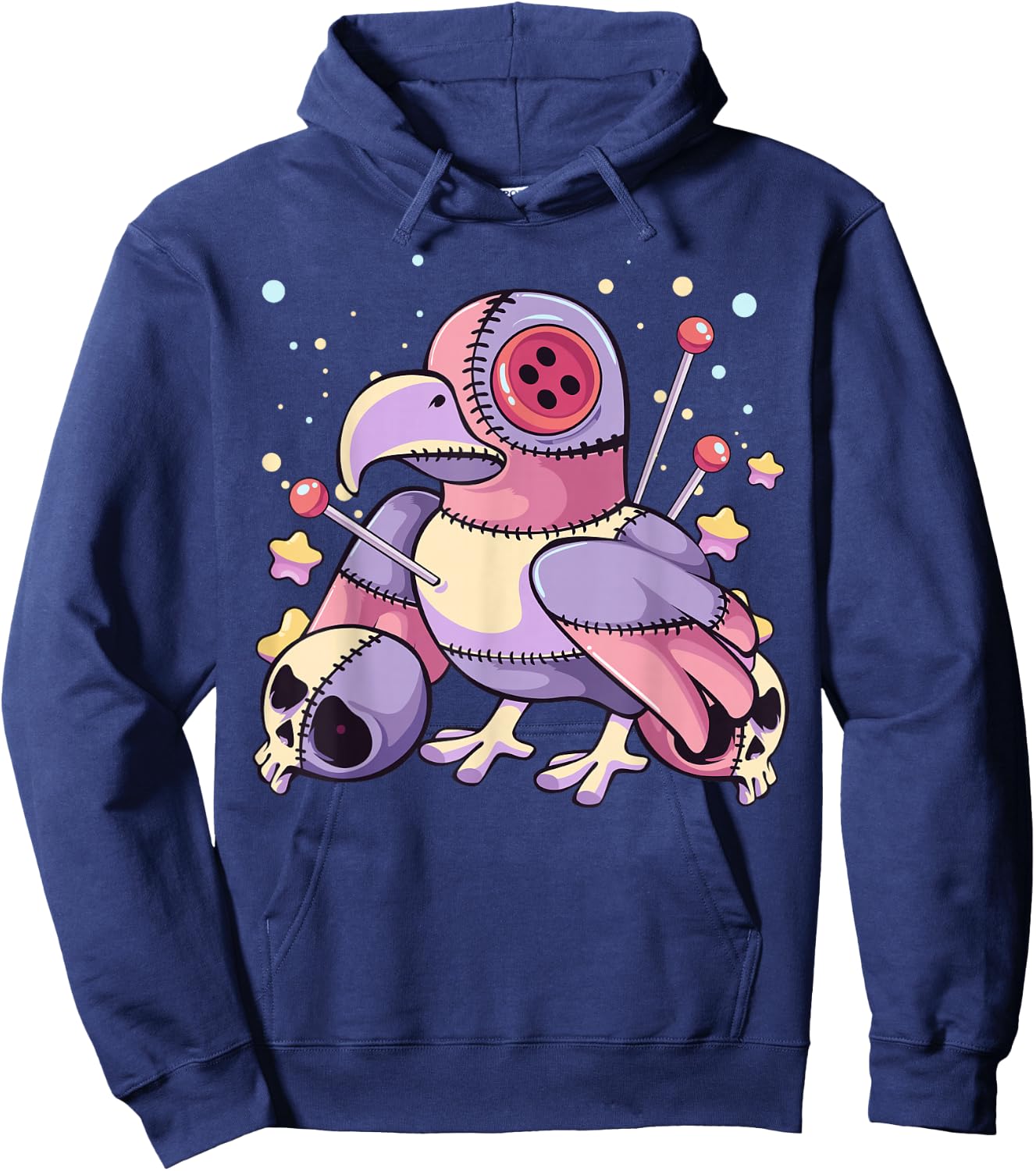 Pastel Goth Kawaii Menhera Yami Sad Voodoo Doll Crow Hoodie - Hoodie | Navy