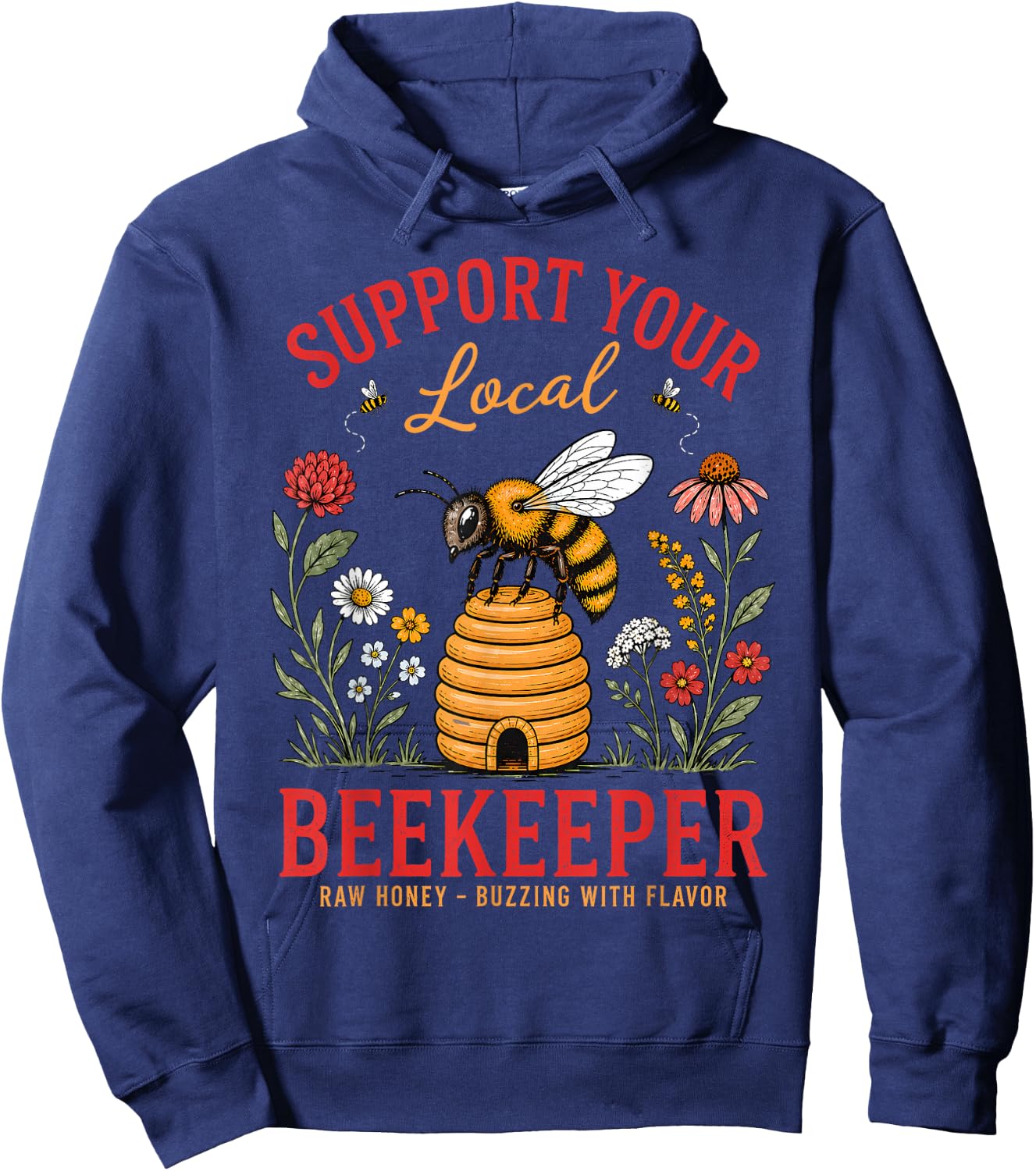 Support Your Local Beekeeper Honey Bee Save The Bees Hoodie - Hoodie | Navy