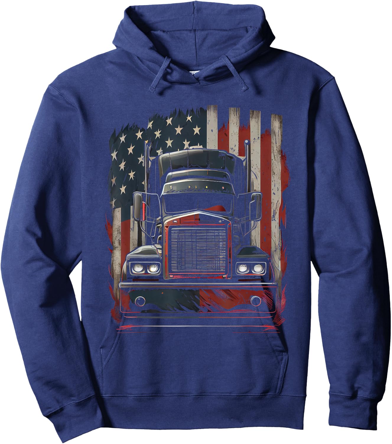 US amerikanische Flagge Trucker Lkw-Fahrer Geschenk Hoodie - Hoodie | Navy