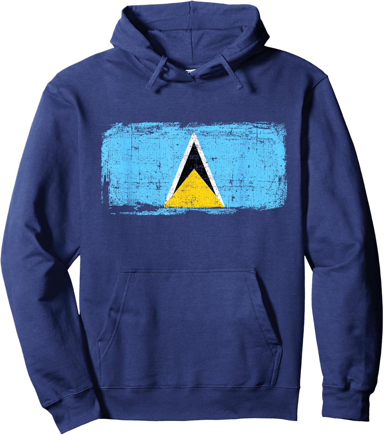 Saint Lucia Flag Pride Gift Distressed Vintage Style Hoodie - Hoodie | Navy