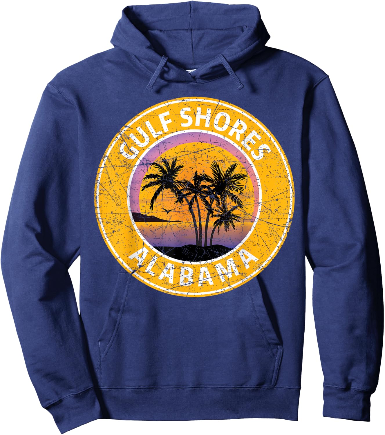 Gulf Shores Alabama Al Vintage Retro 80s Summer Travel Hoodie - Hoodie | Navy