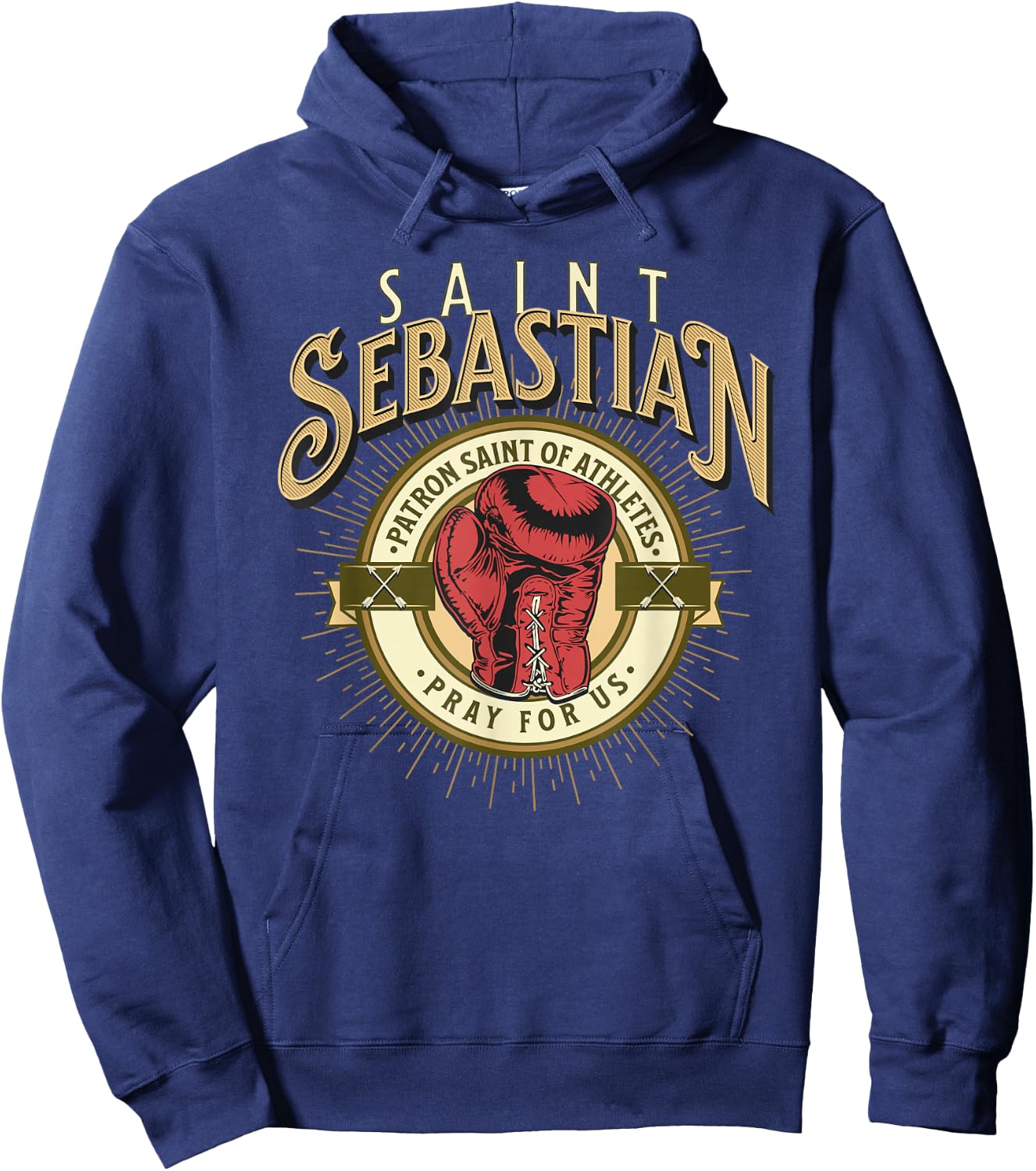 St Sebastian Patron Saint of Sports Athletes Boxing Glove Hoodie - Hoodie | Navy