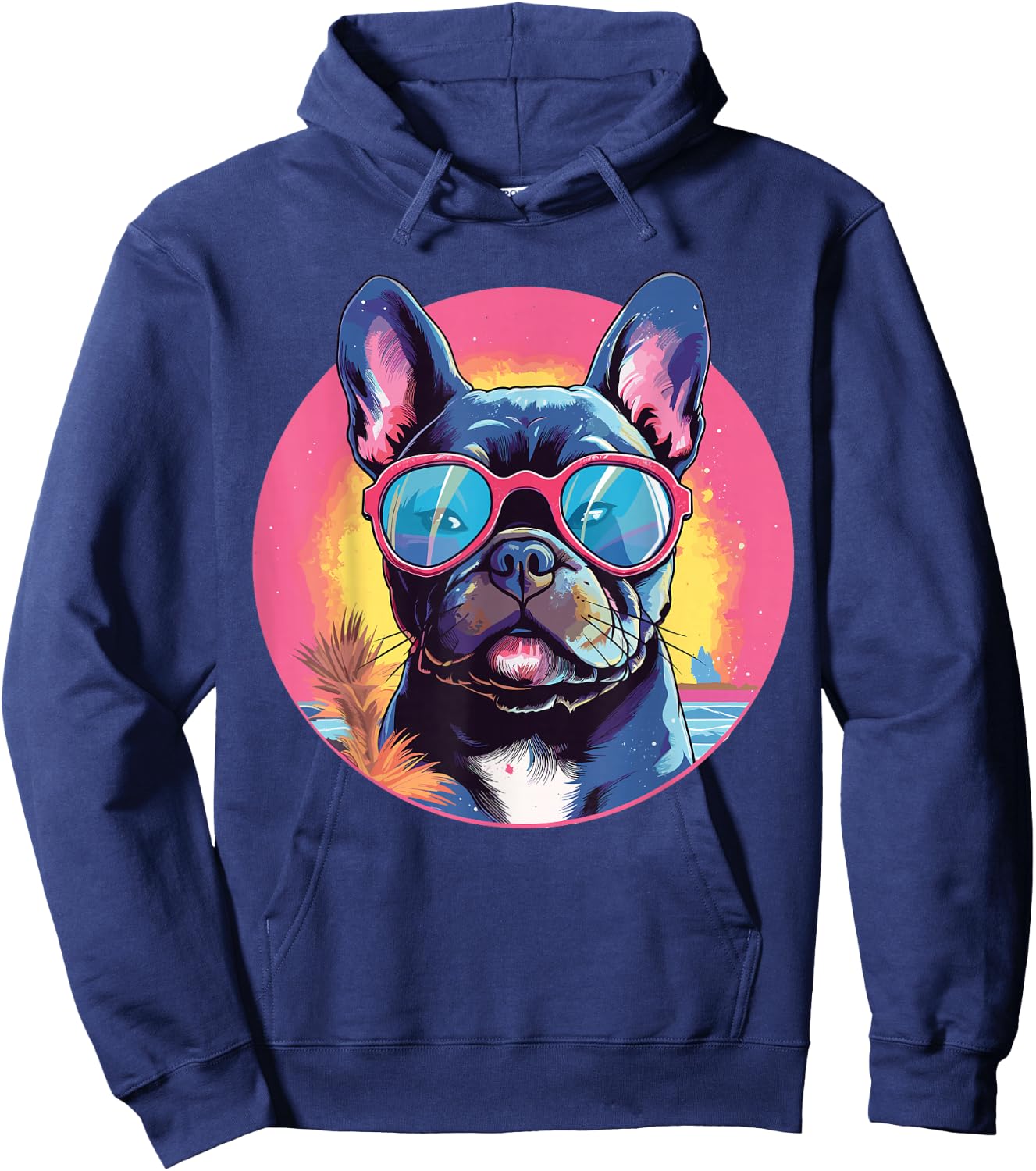 French Bulldog With Sunglasses Hoodie - Hoodie | Navy