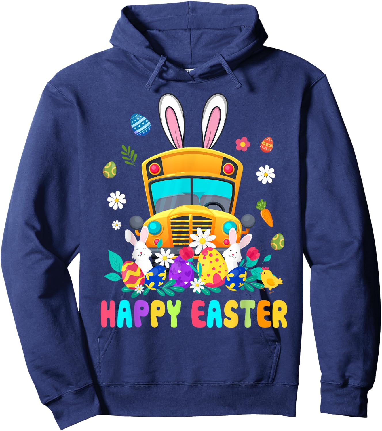 Cute Every Bunny's Favorite School Bus Driver Happy Easter Hoodie - Hoodie | Navy