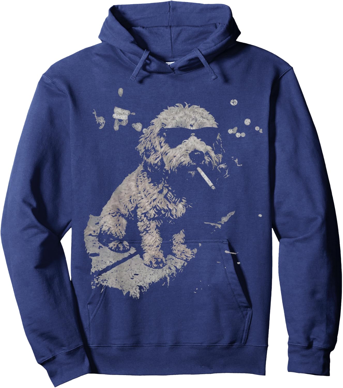 Dog Smoking Cigarette Funny Goldendoodle Meme Hoodie - Hoodie | Navy