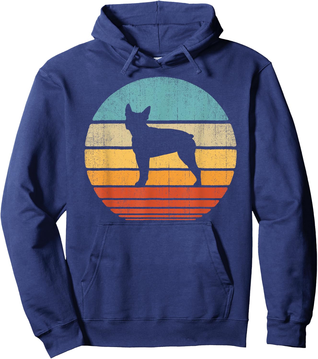 Boston Terrier Retro Vintage 60s 70s Sunset Dog Lovers Men Hoodie - Hoodie | Navy