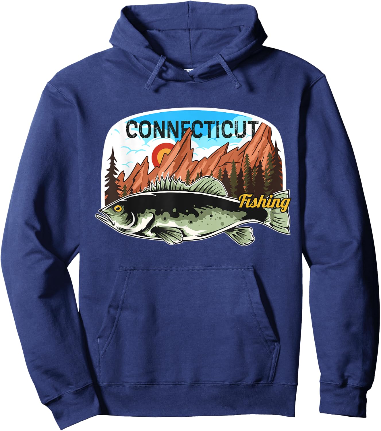 Fishing in Connecticut - Retro Nature Connecticut Fishing Hoodie - Hoodie | Navy