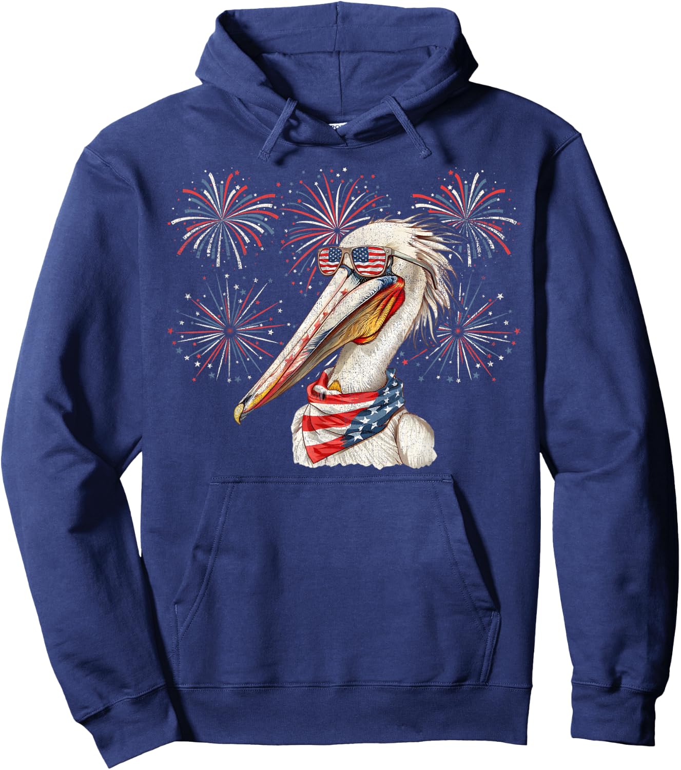 Pelican 4th Of July Sunglasses American Flag Fireworks Hoodie - Hoodie | Navy