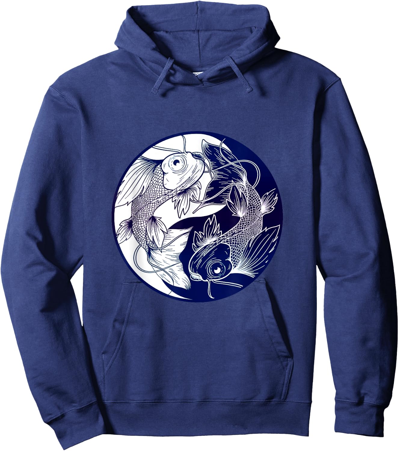 Koi Opposite Yin Yang Asian Carp Flower Japanese Koi Carp Hoodie - Hoodie | Navy