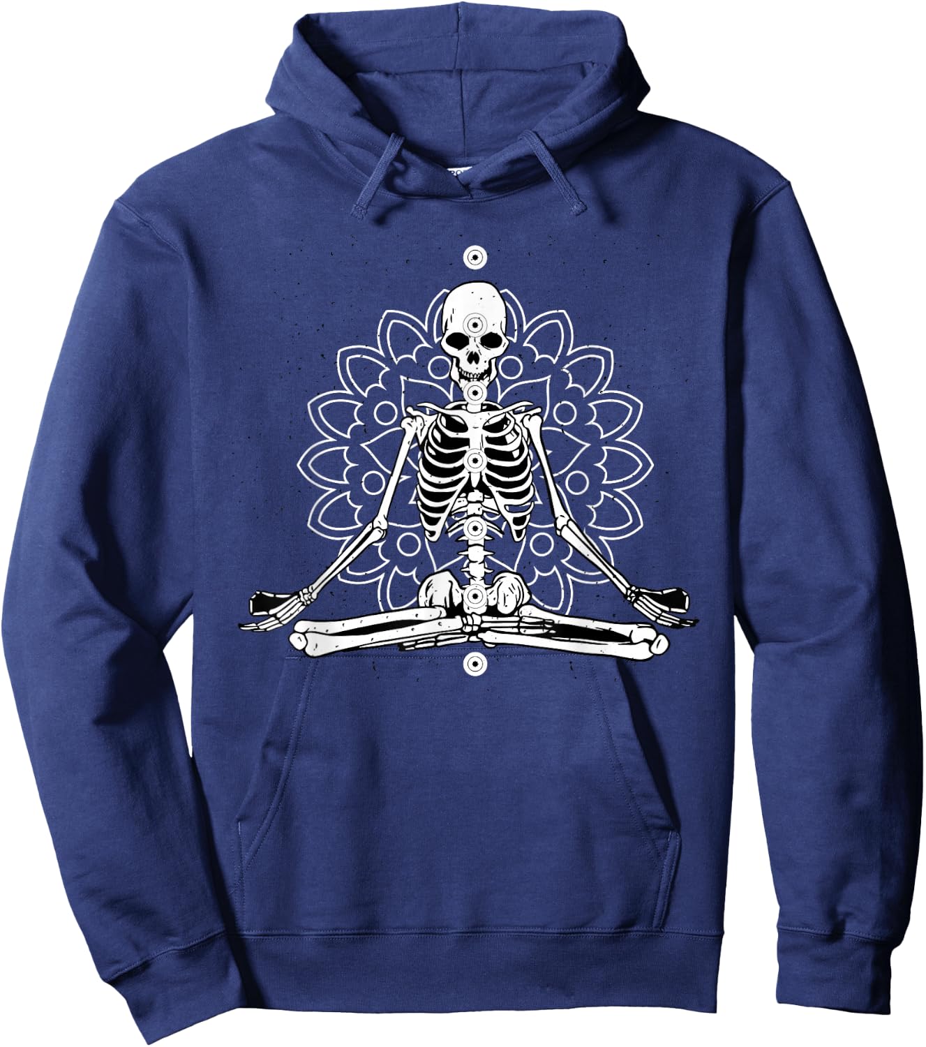 Skeleton Meditation Mandala Halloween Yoga Spiritual Gift Hoodie - Hoodie | Navy