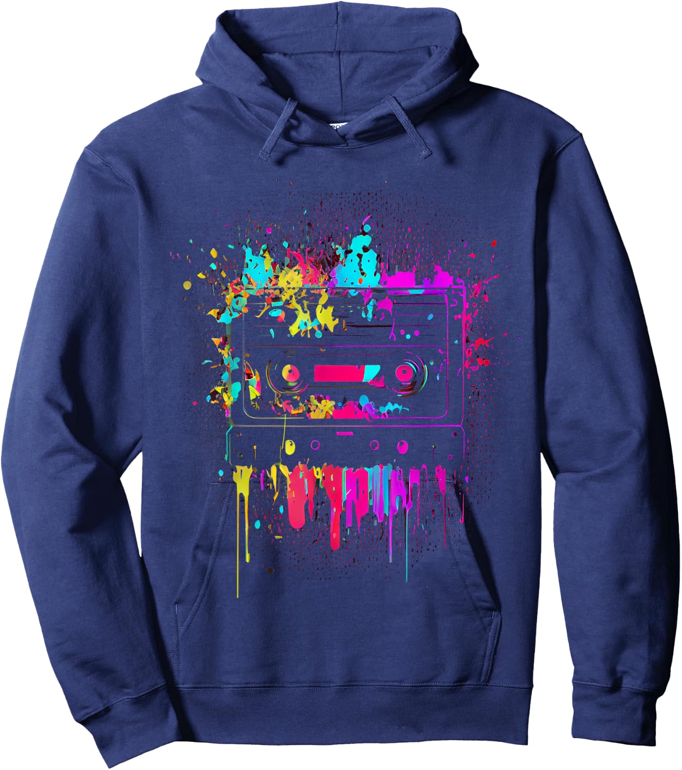 80s 90s Retro Party Fancy Dress Cassette , black Hoodie - Hoodie | Navy