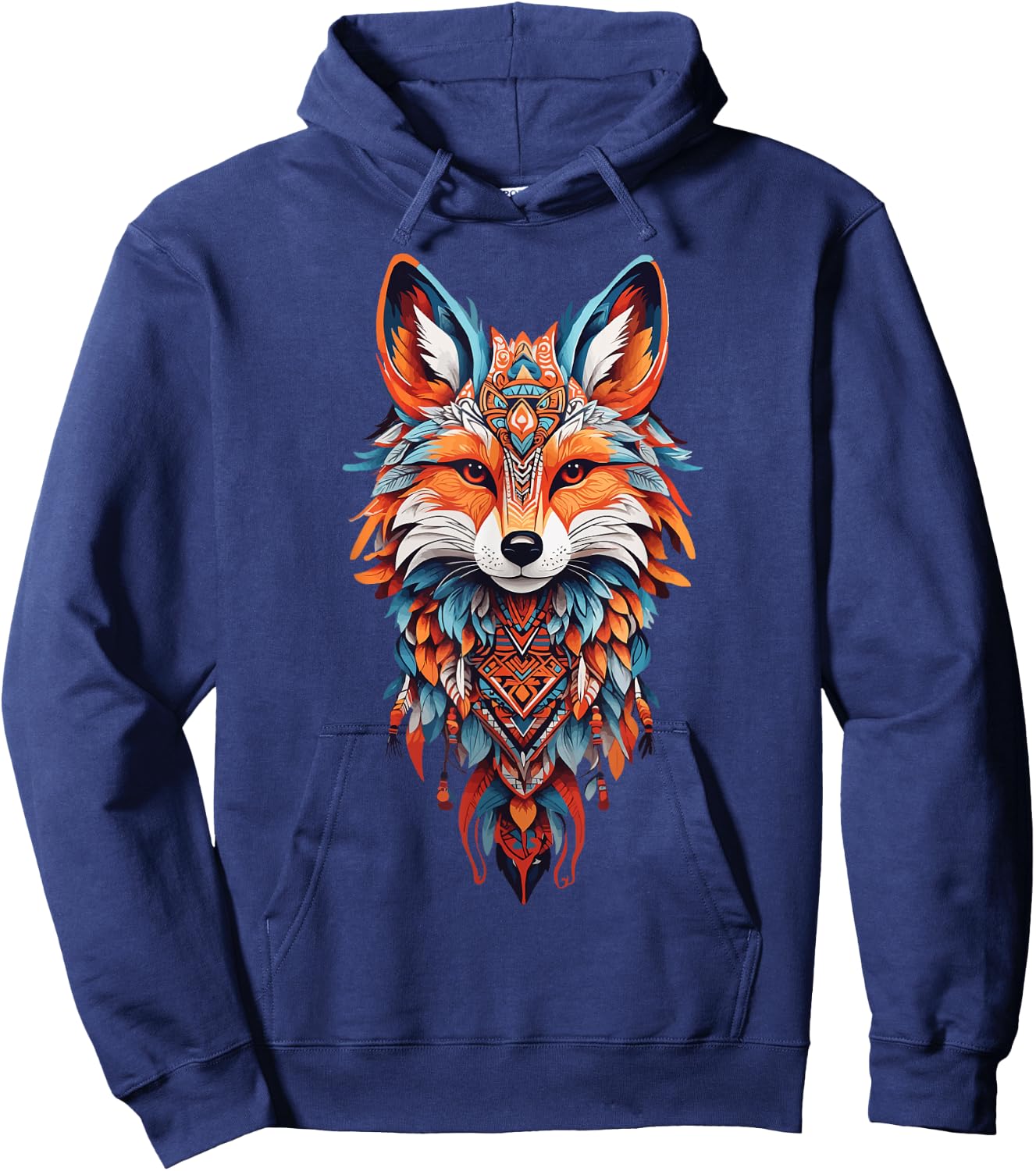 Spiritueller Fuchs mit Federschmuck Indianer Schamane Hoodie - Hoodie | Navy