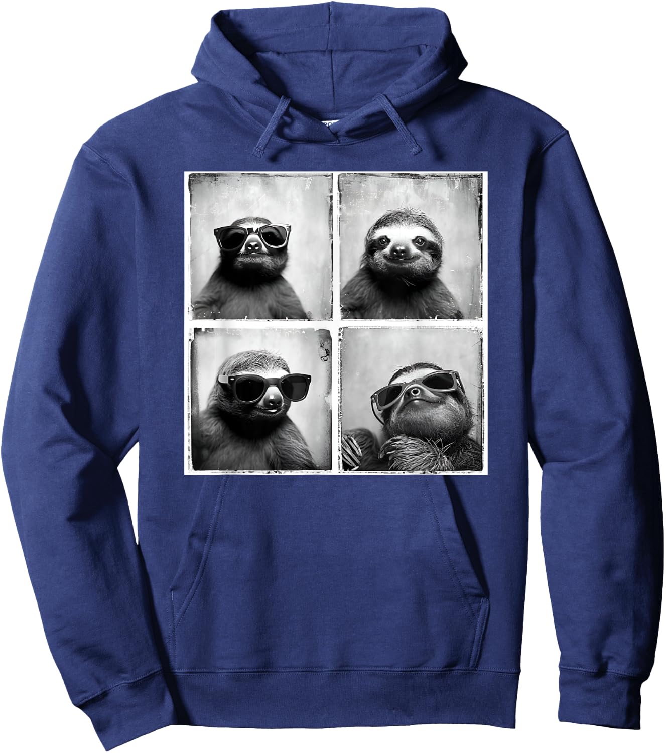 Sloth With Sunglasses Animal Photobooth Retro Sloth Lover Hoodie - Hoodie | Navy