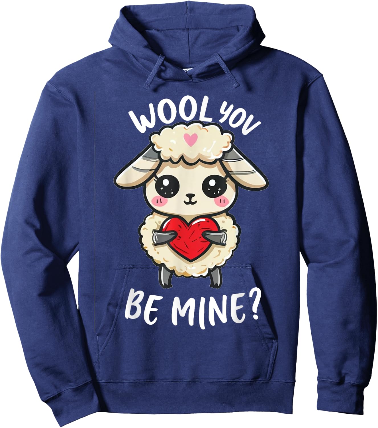Wool you be mine sweet sheep, little sheep, you want, white Hoodie - Hoodie | Navy