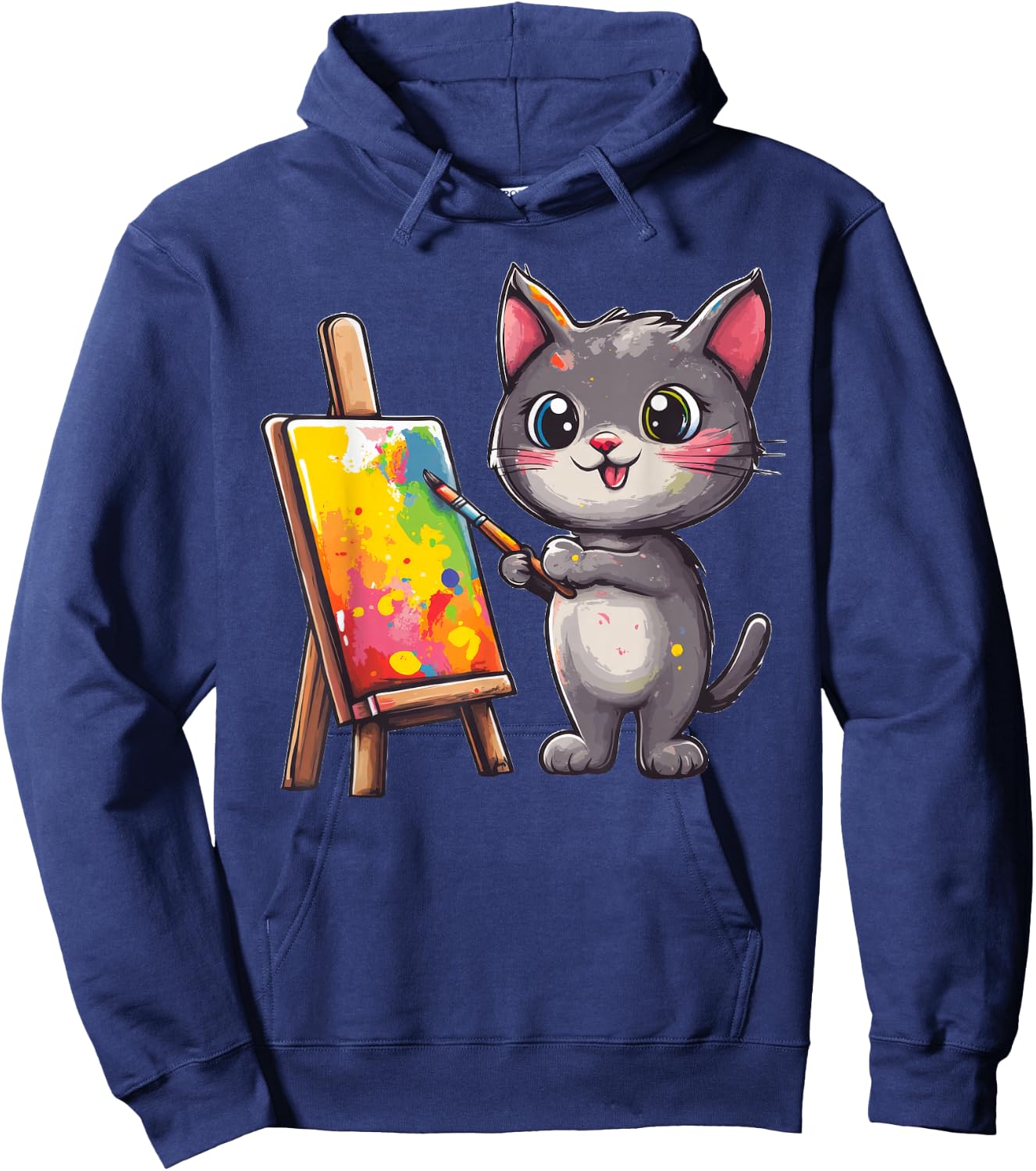 Cat Kitten Painting Art Artist Hoodie - Hoodie | Navy