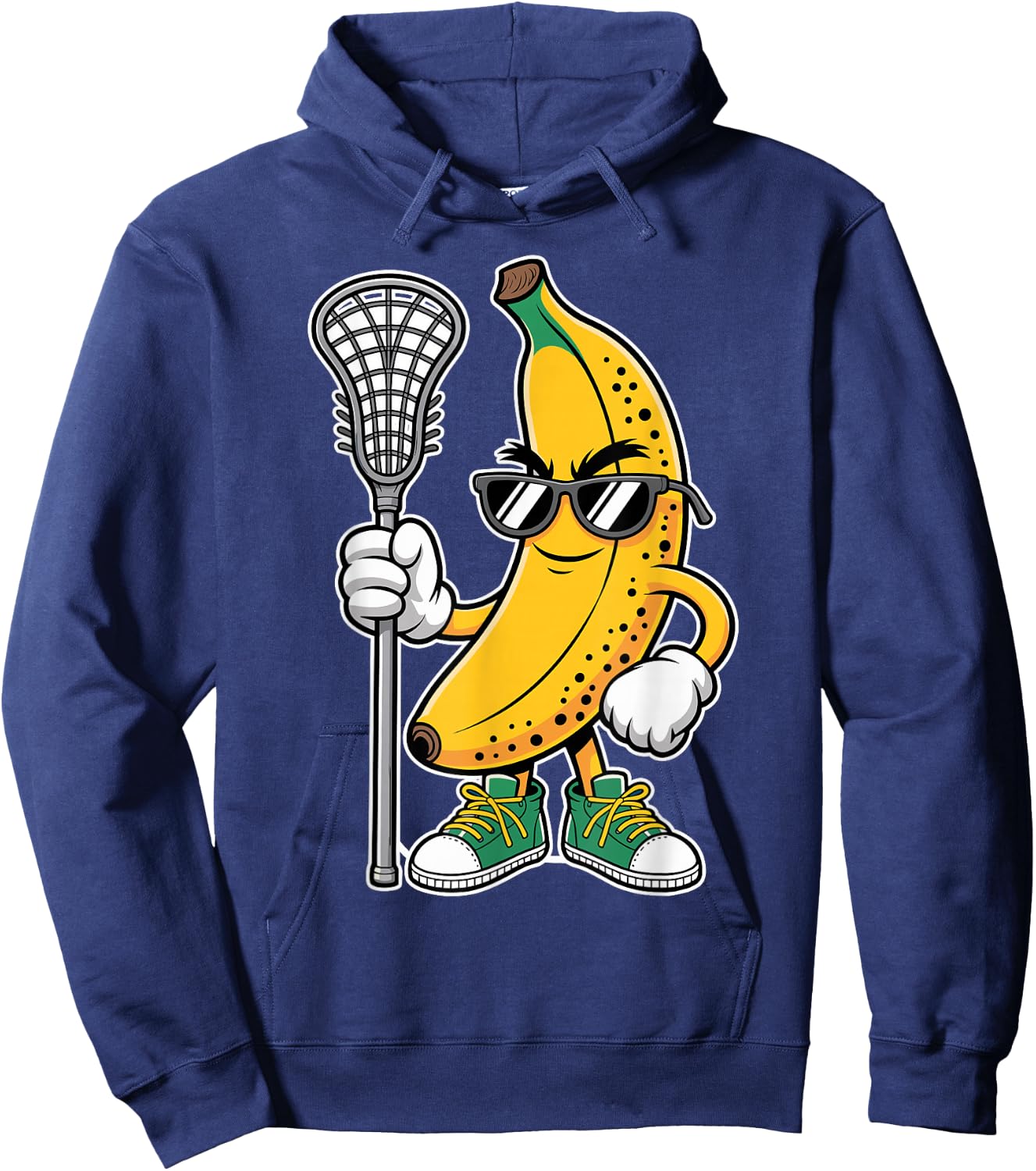 Banana Playing Lacrosse Funny Sports Design Boys Girls Kids Hoodie - Hoodie | Navy
