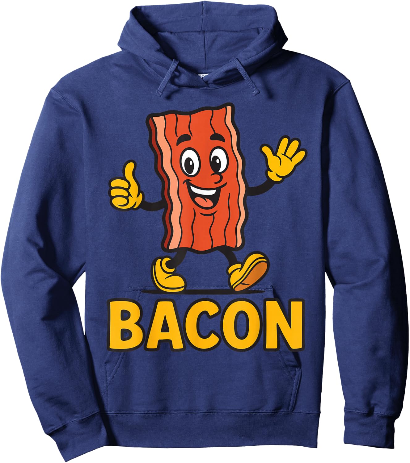 Funny Cute Bacon Mascot Breakfast Lover Morning Meal Hoodie - Hoodie | Navy