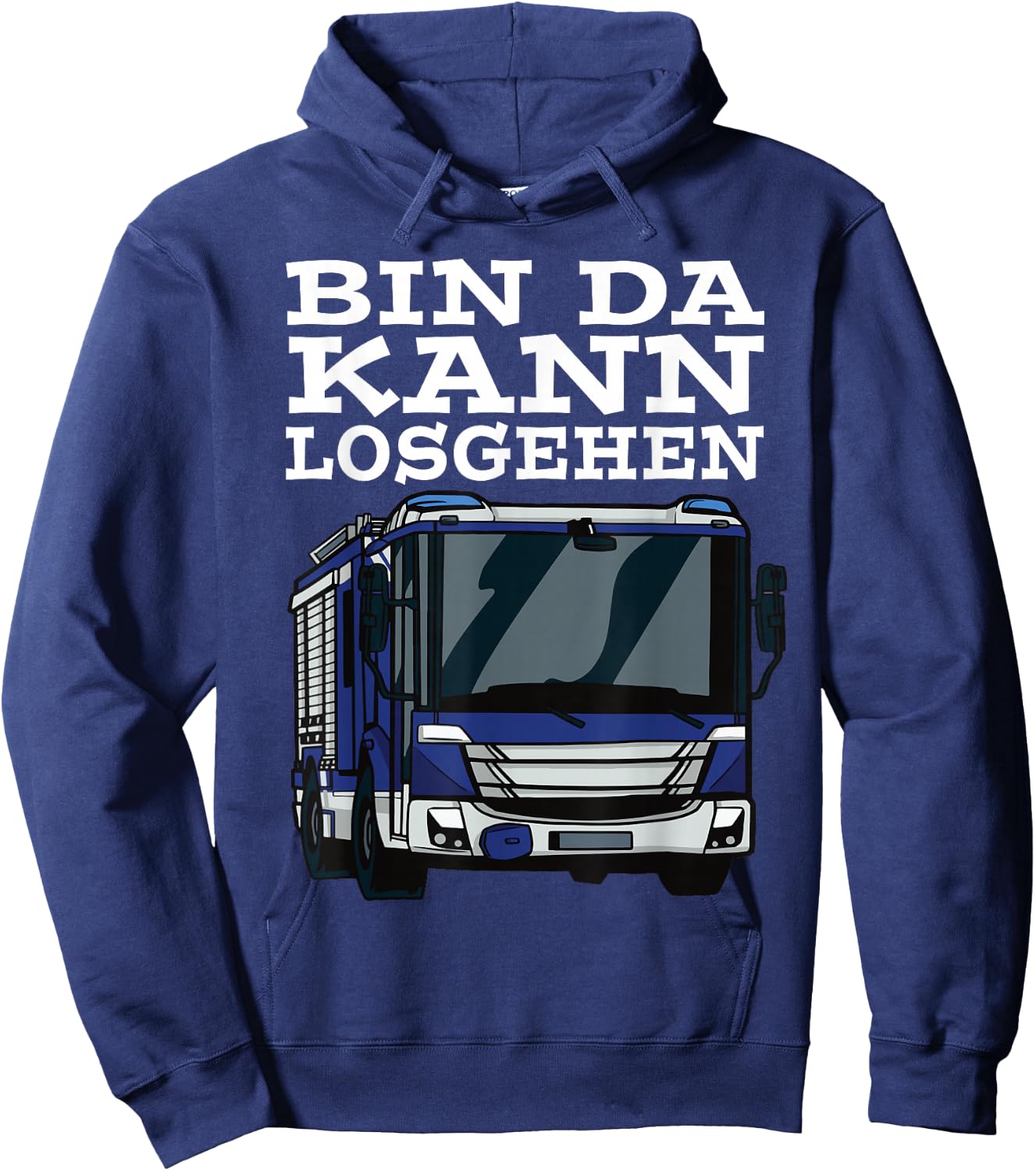 with German Text "BIN DA KANN LOSGEHEN Blue Light Technical Hilfswerk" [German Lang Hoodie - Hoodie | Navy