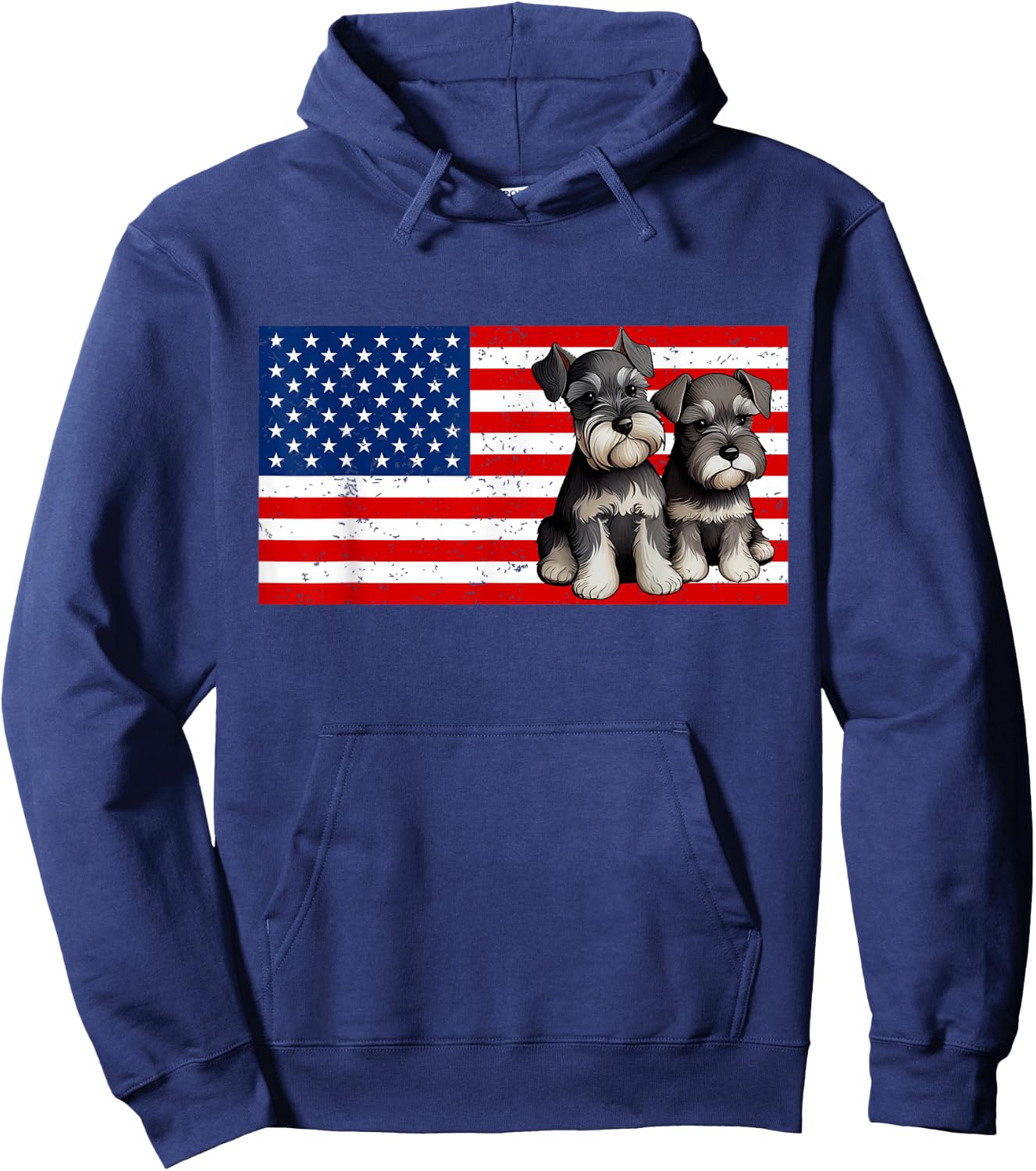 Patriotic Miniature Schnauzer 4th of July USA American Flag Hoodie - Hoodie | Navy