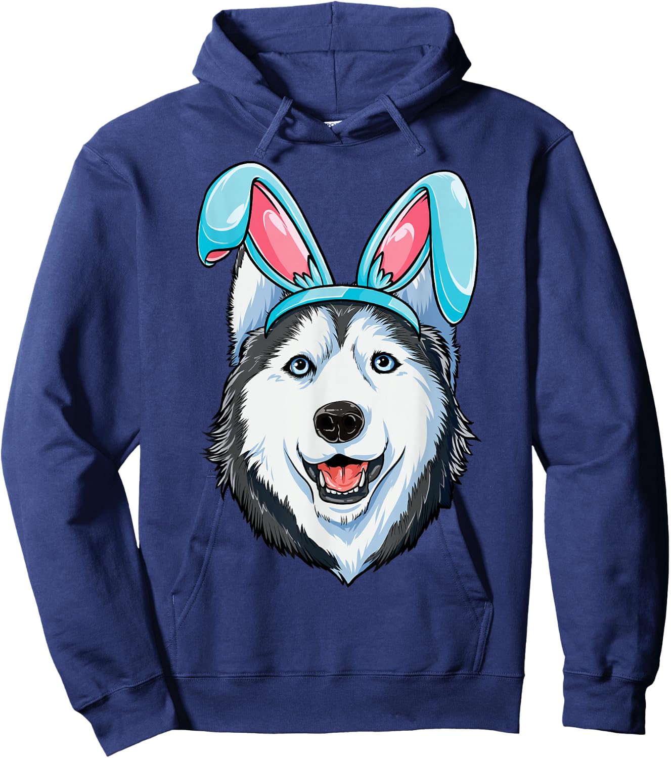 Siberian Husky Easter Bunny Ears Funny Men Women Dog Lover Hoodie - Hoodie | Navy