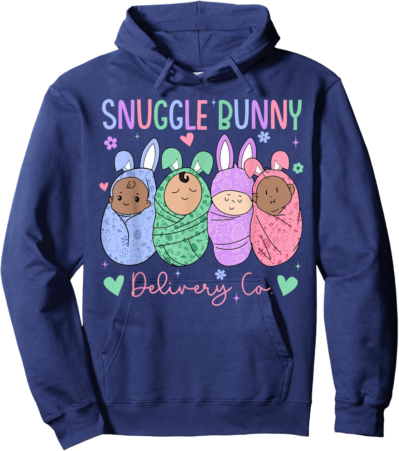 Snuggle Bunny Delivery Co Easter L&D Nurse Mother Baby Nurse Hoodie - Hoodie | Navy