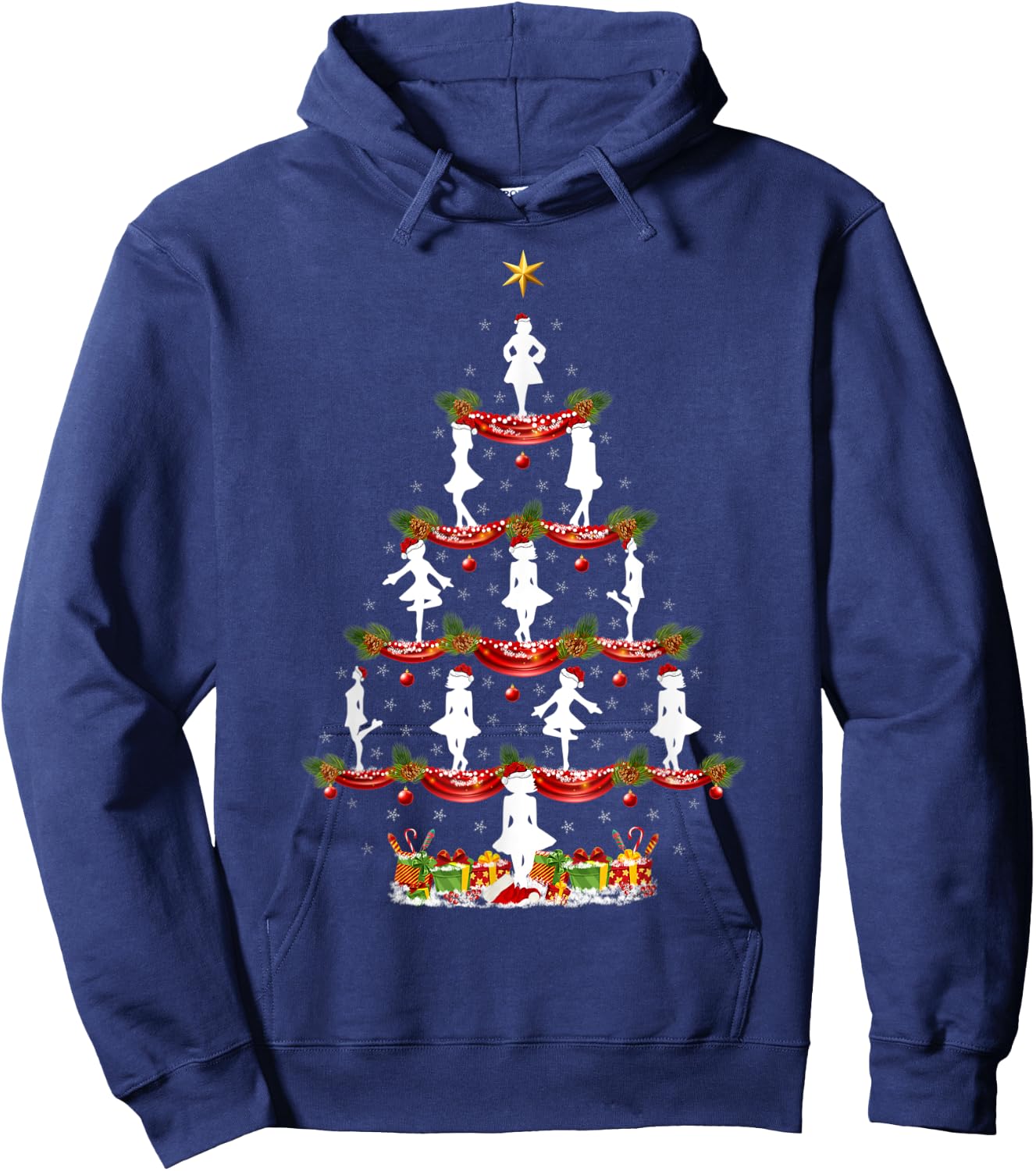 Funny Irish Dance Xmas Lighting Irish Dance Christmas Tree Hoodie - Hoodie | Navy