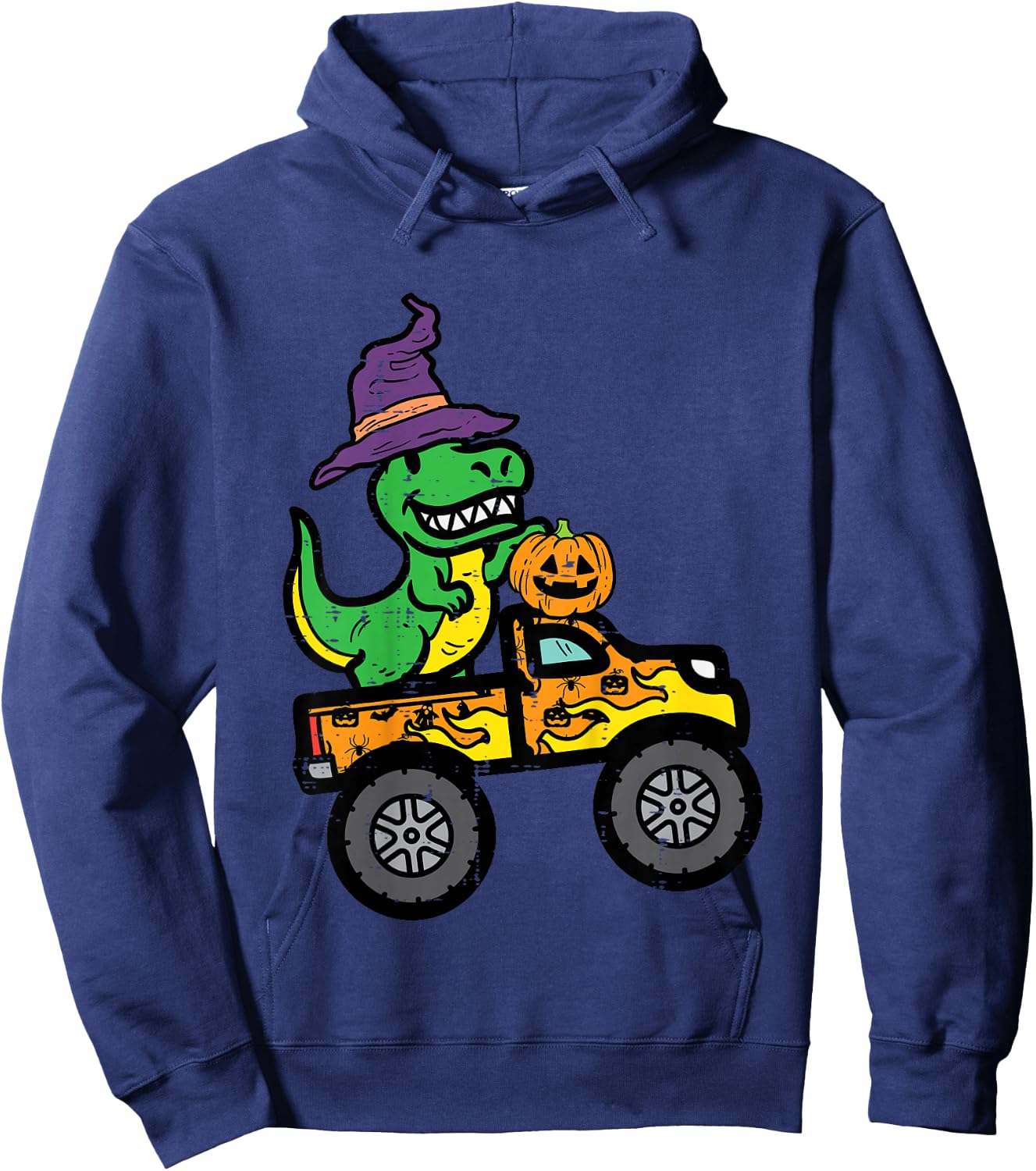Kids Halloween Trex Monster Truck Dinosaur Costume Boys Kid Youth Hoodie - Hoodie | Navy