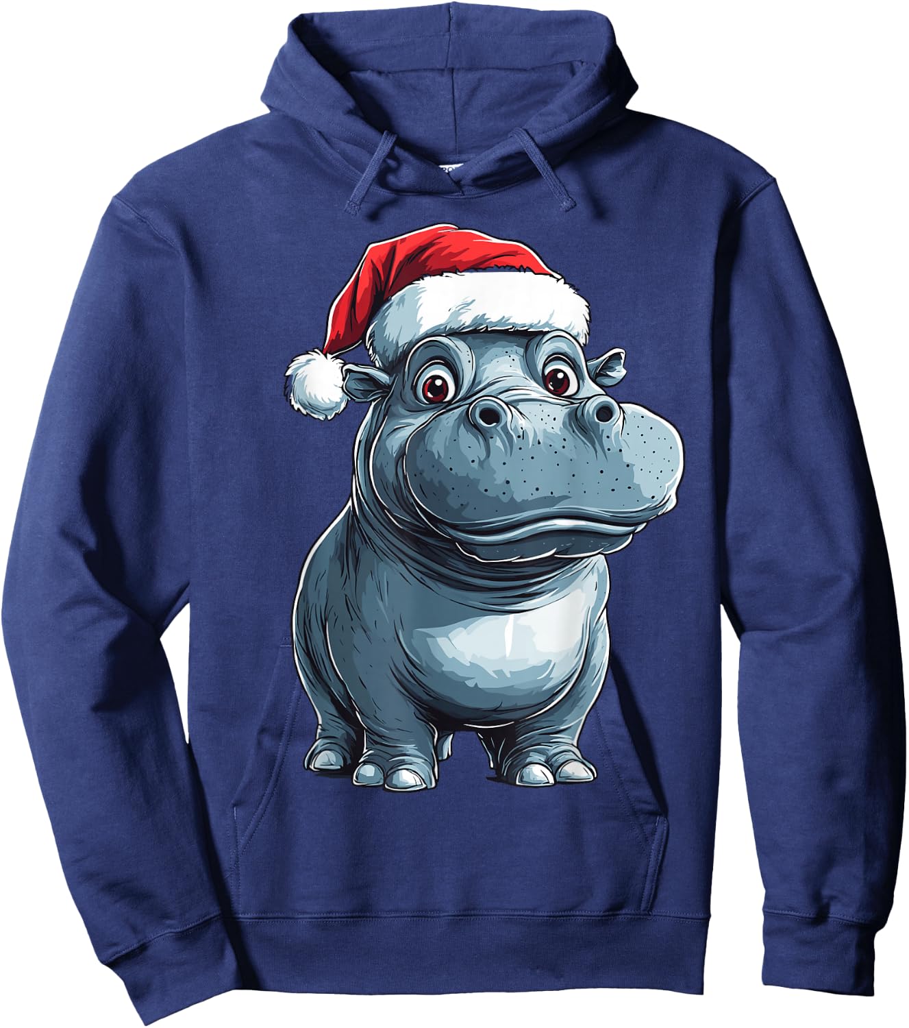Hippopotamus Santa Hat Xmas Hippo Lovers Christmas Pajama Hoodie - Hoodie | Navy