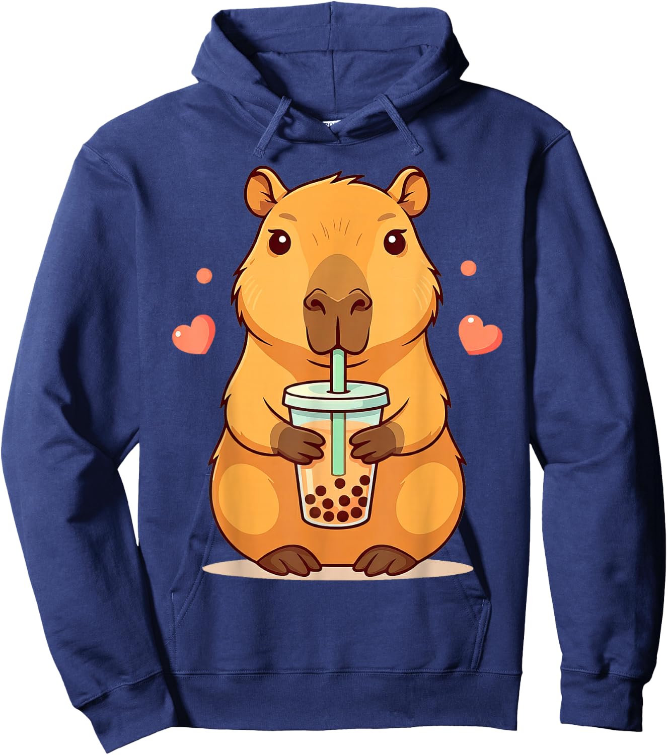 Cute Capybara Boba Tea Bubble Rodent Women Teen Girls Kids Hoodie - Hoodie | Navy
