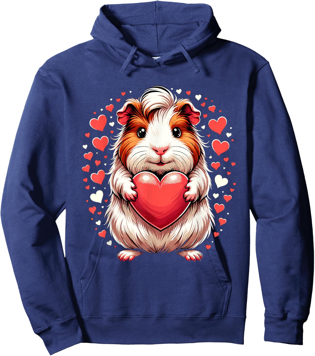 Guinea Pig Holding Heart Valentine's Day Cute Valentine Hoodie - Hoodie | Navy