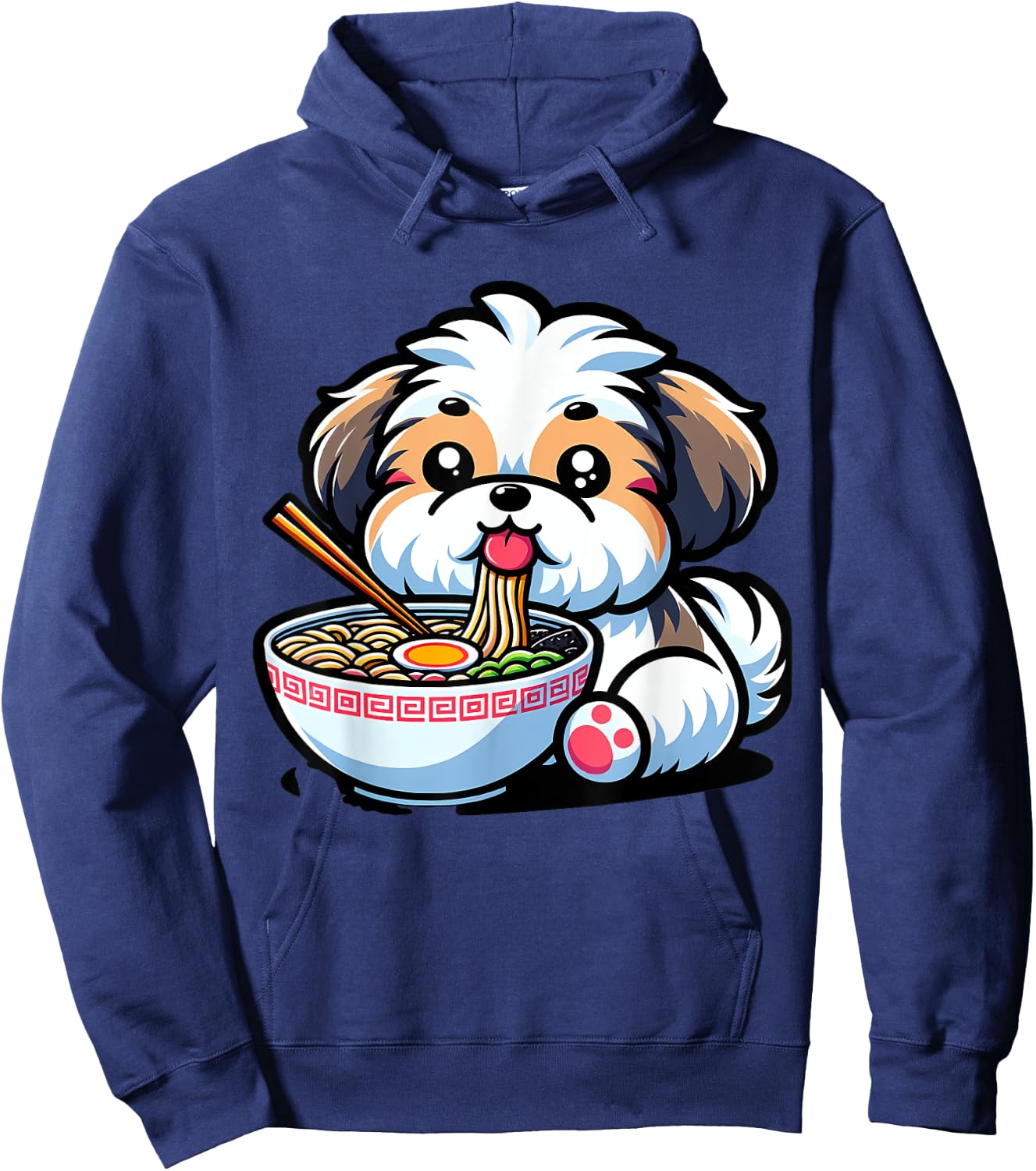 Kawaii Anime Shih Tzu Dog Ramen Hoodie - Hoodie | Navy