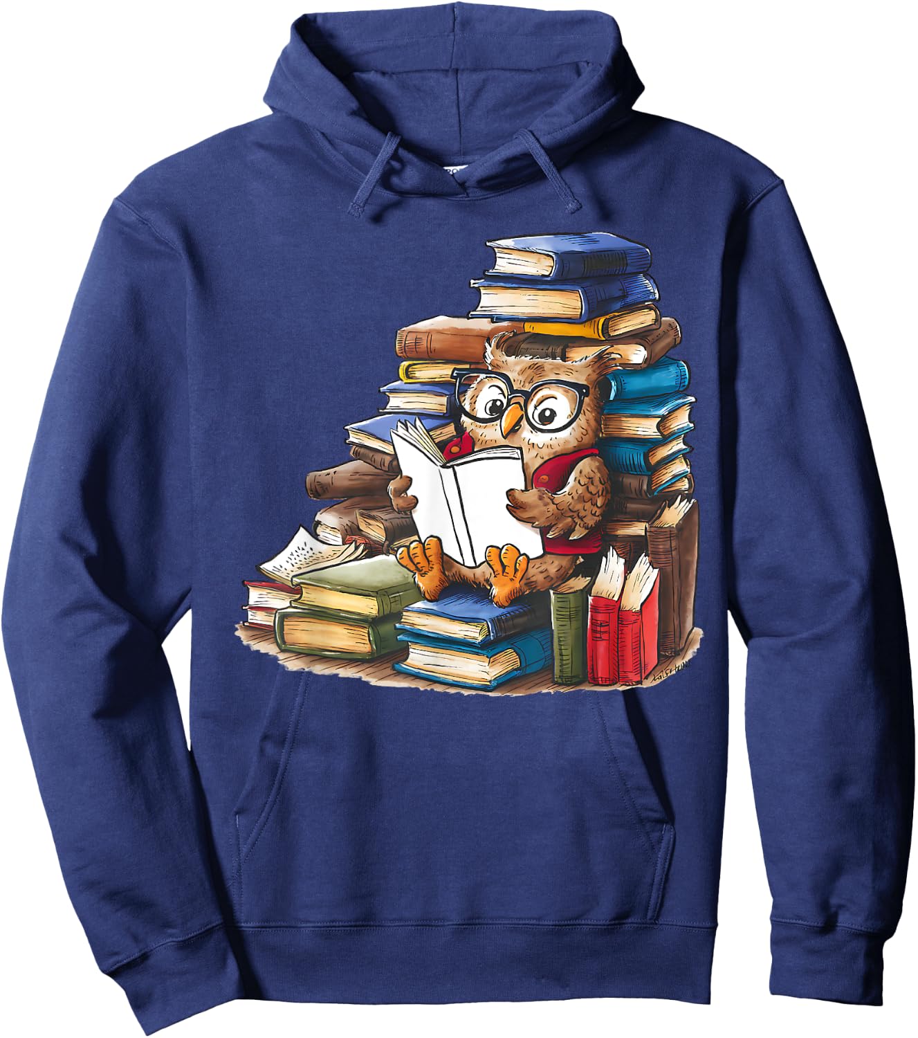 Owl Reading Book Animal Read Librarian Across America Kids Hoodie - Hoodie | Navy