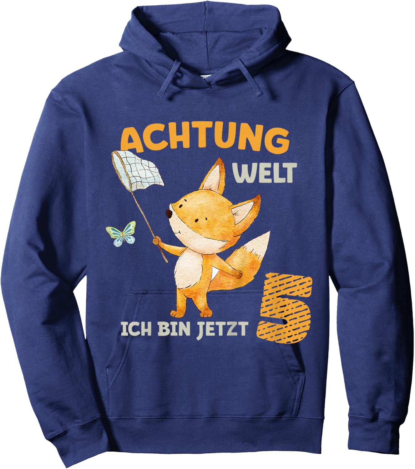 Geburtstagsshirt 5 Jahre Junge Mädchen Fuchs Ich bin Fünf Hoodie - Hoodie | Navy