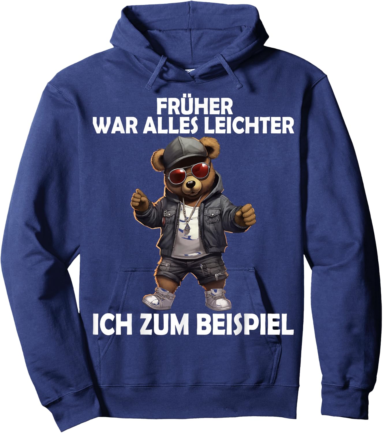 Früher war alles leichter Funny Teddy Men Women , black Hoodie - Hoodie | Navy