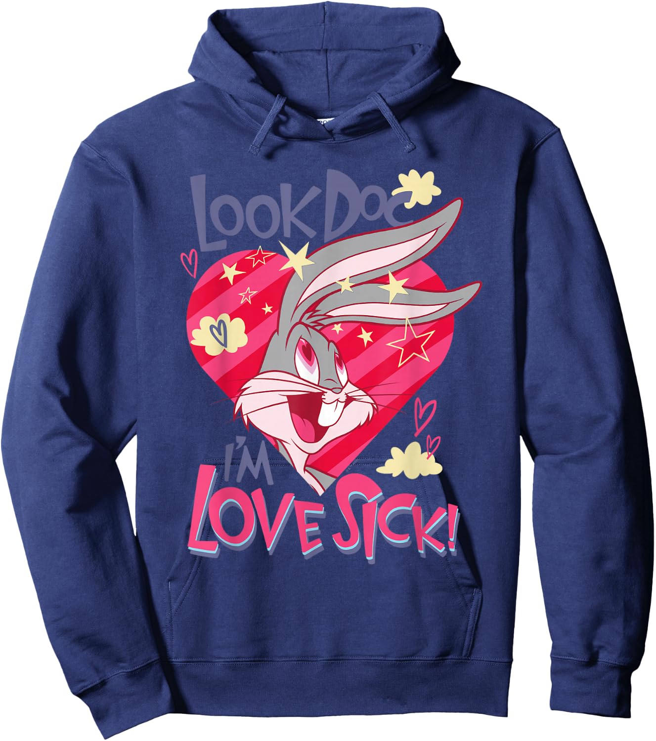 Looney Tunes Valentine's Day Bugs Bunny Love Sick Hoodie - Hoodie | Navy