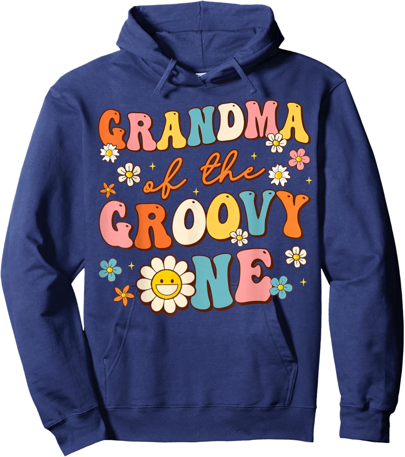 Grandma Of Groovy One 1st Birthday Pregnancy Announcement Hoodie - Hoodie | Navy
