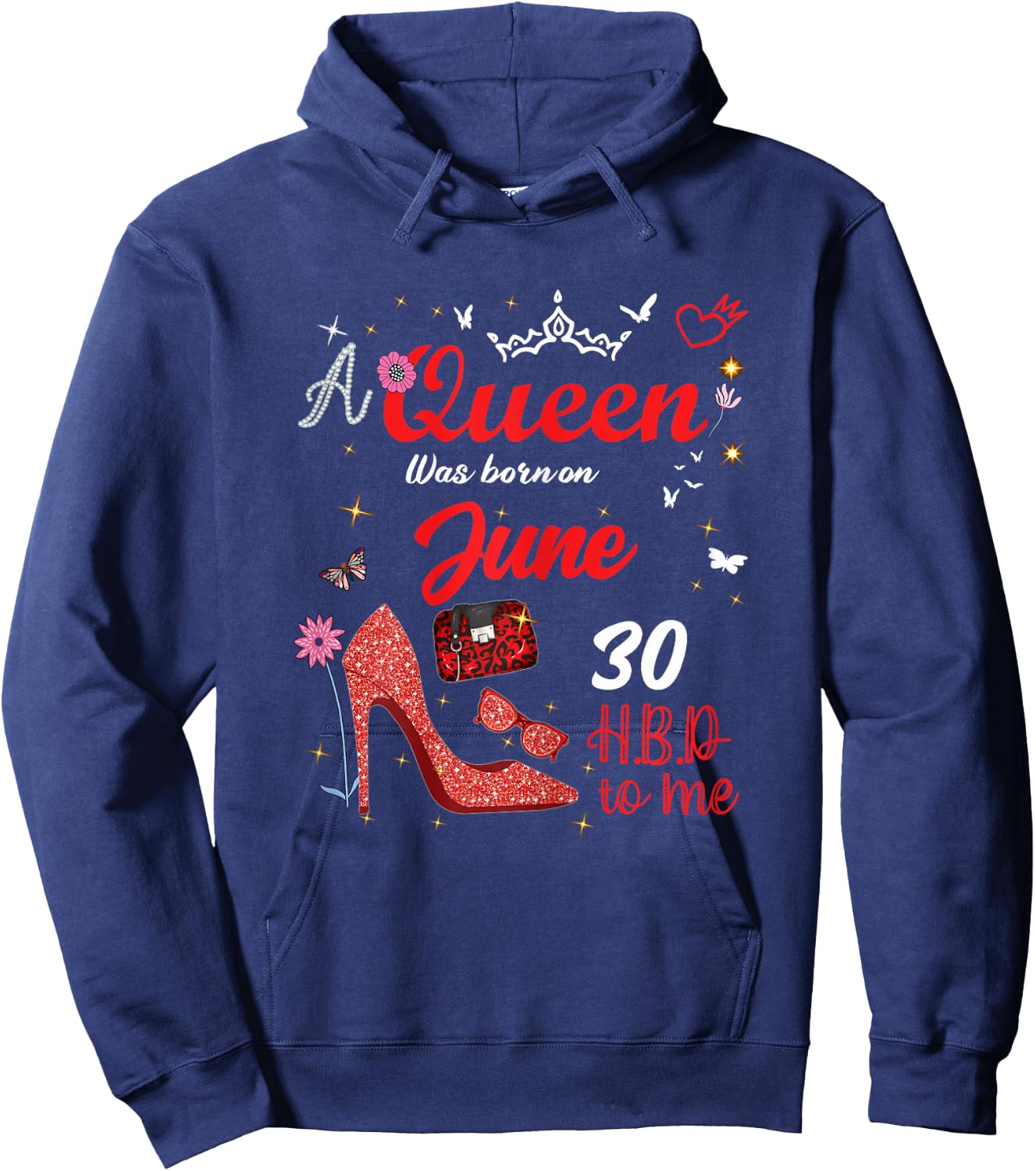 June 30 Birthday This Queen was Born on June 30th Hoodie - Hoodie | Navy