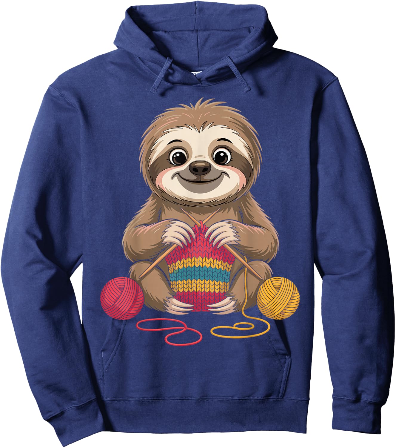 Sloth Knitting Funny Hoodie - Hoodie | Navy
