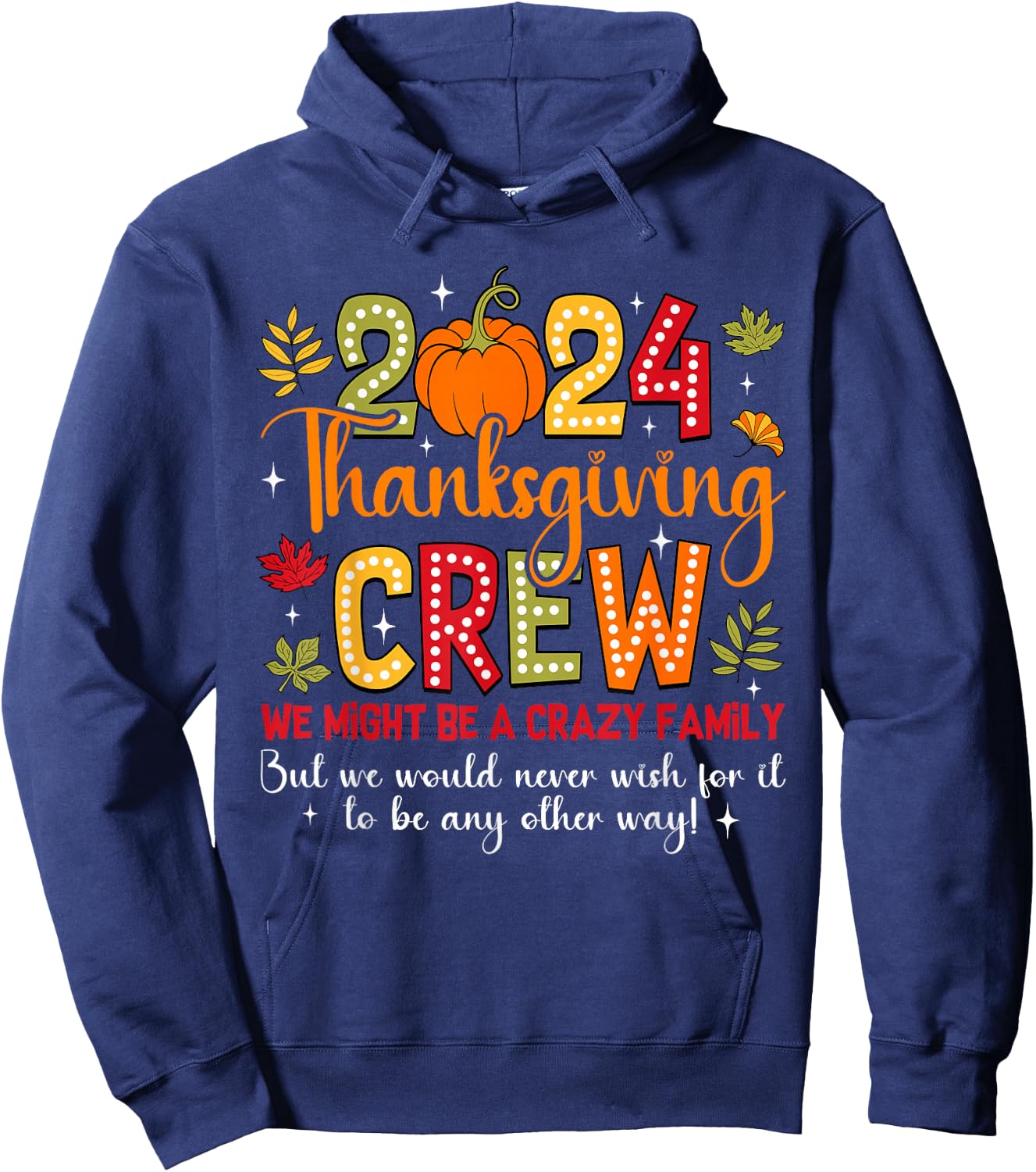 Family Thanksgiving 2024 Thanksgiving Crew Turkey Matching Hoodie - Hoodie | Navy