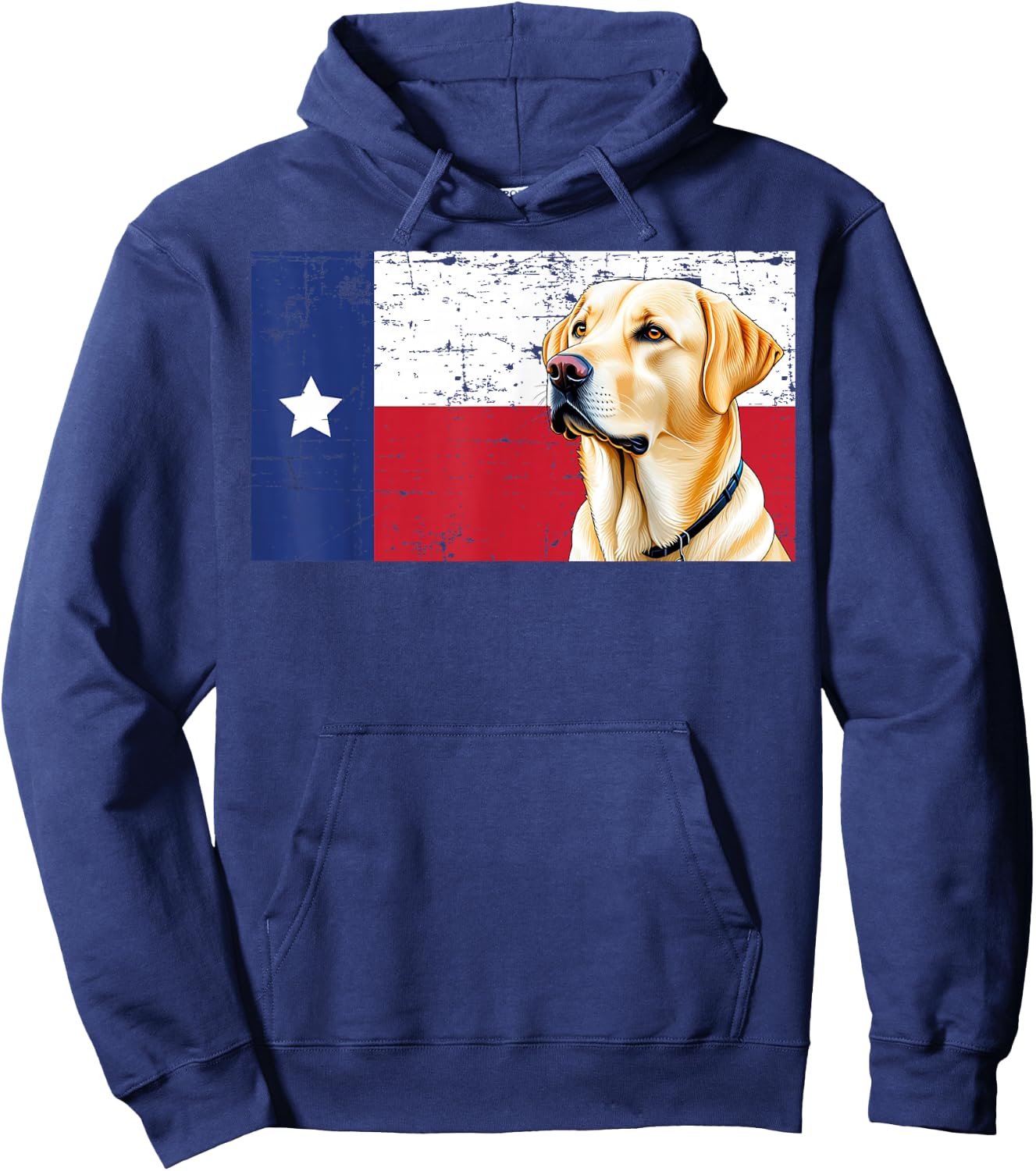 Yellow Labrador Texas Flag Dog Hoodie - Hoodie | Navy