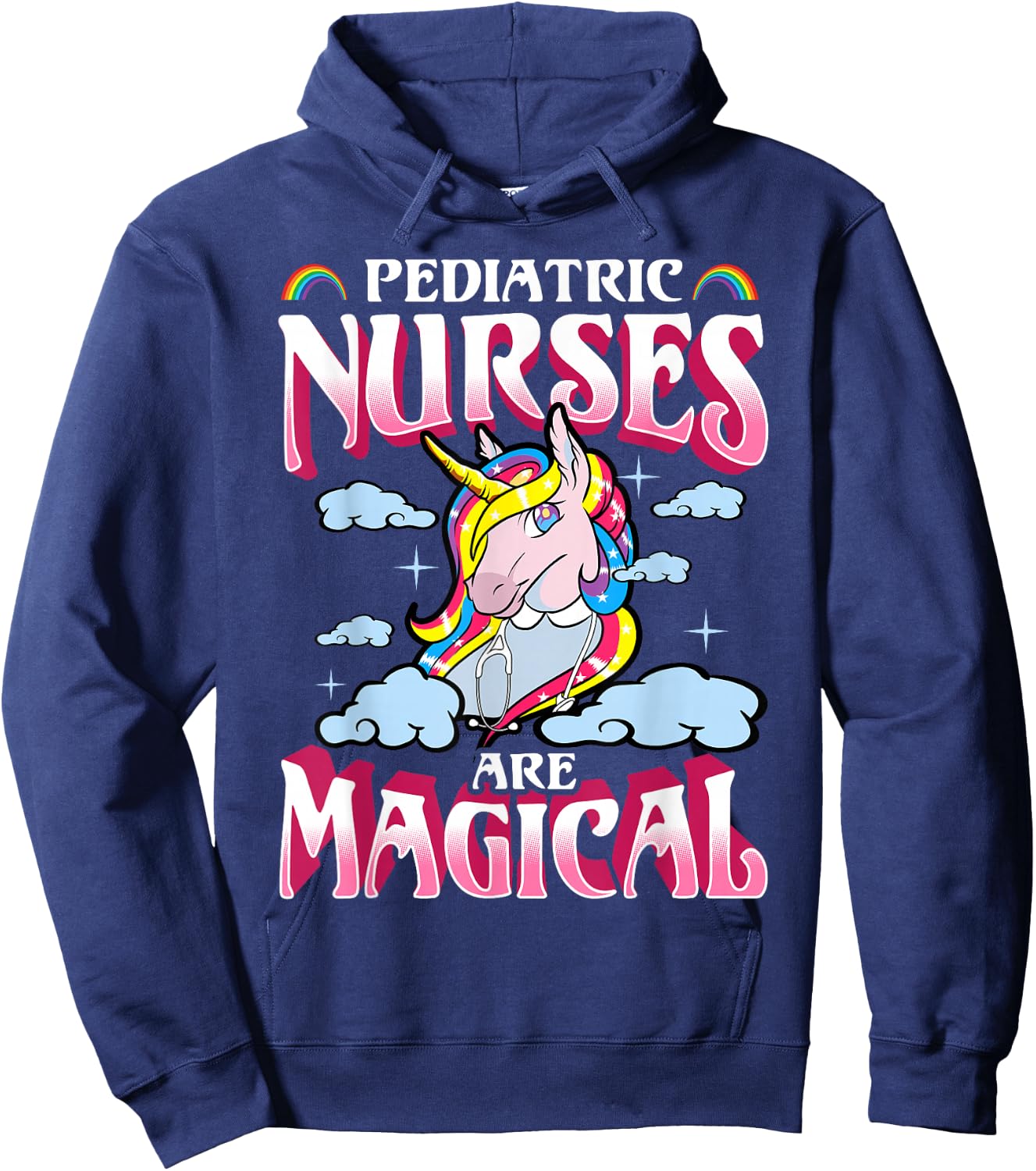 Pediatric Nurses Unicorn Magical Nursing Nurse Gift Hoodie - Hoodie | Navy