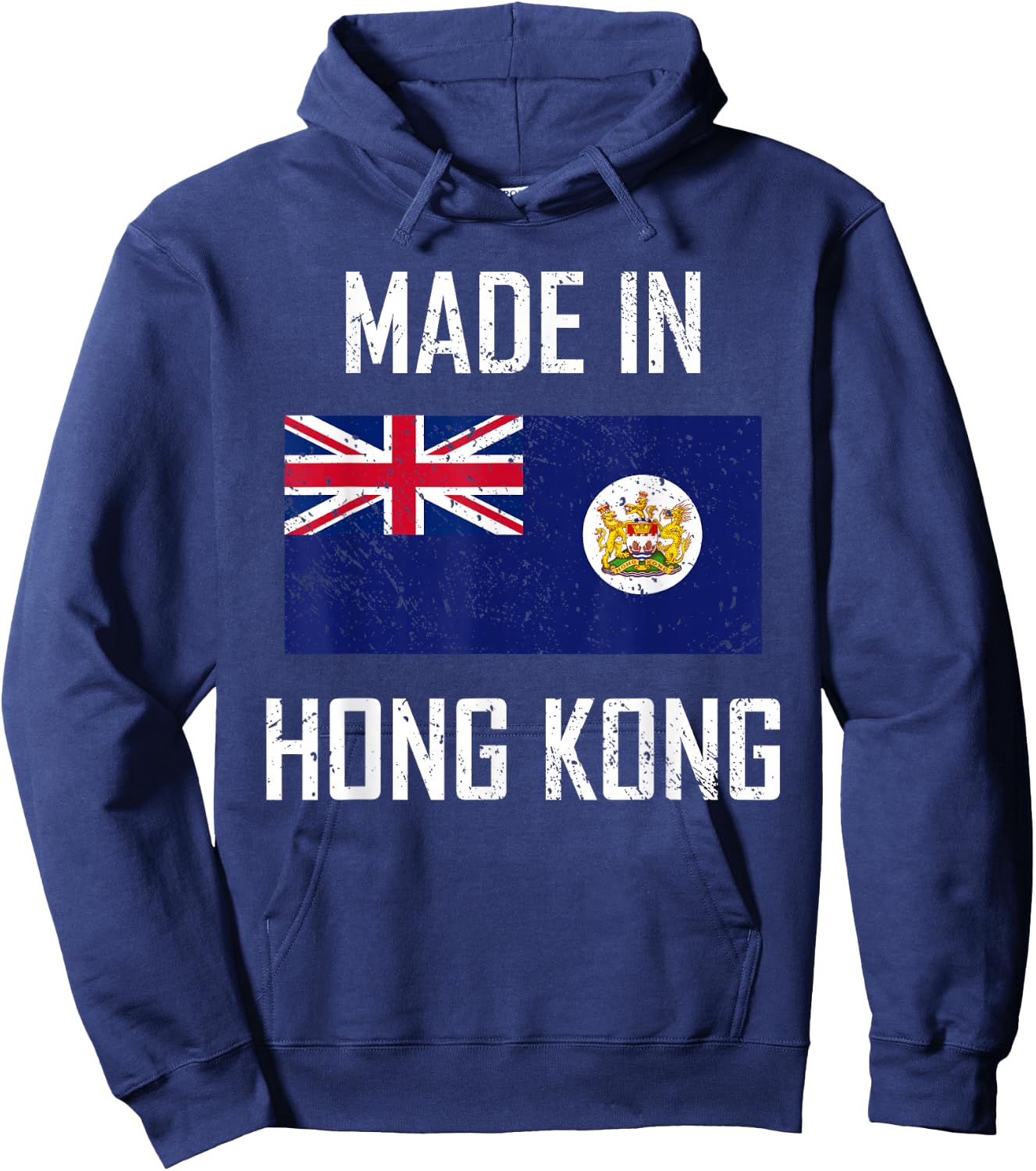 Made In Hong Kong British Colonial Flag HK Vintage Hoodie - Hoodie | Navy