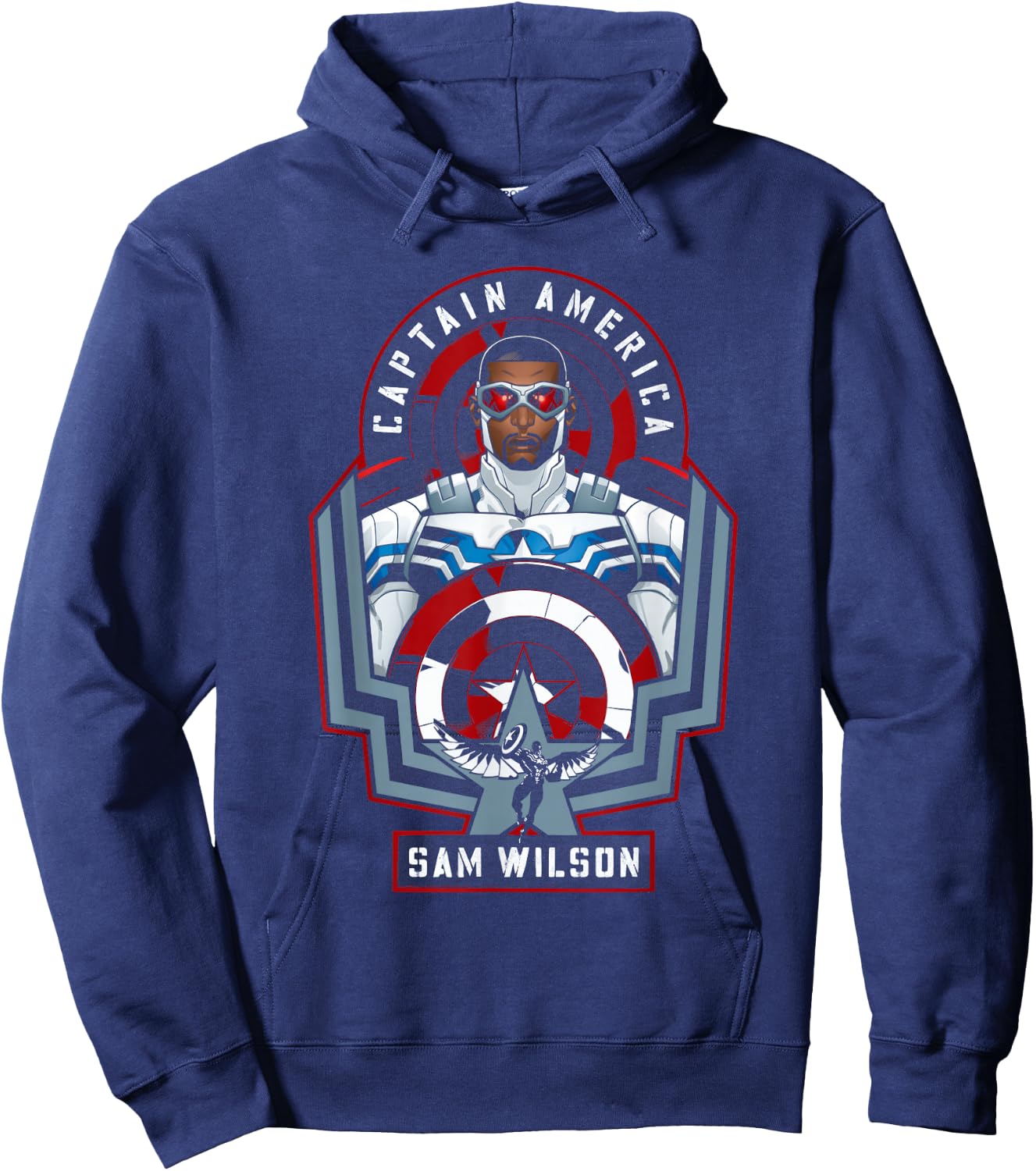 Marvel Avengers Sam Wilson Captain America Badge Hoodie - Hoodie | Navy