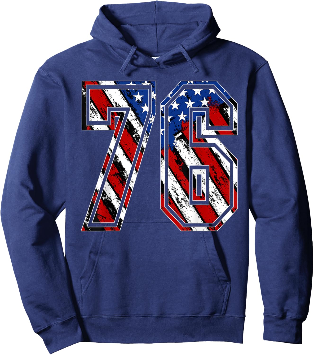 Number 76 Red White and Blue American Flag #76 Jersey Shirt Hoodie - Hoodie | Navy