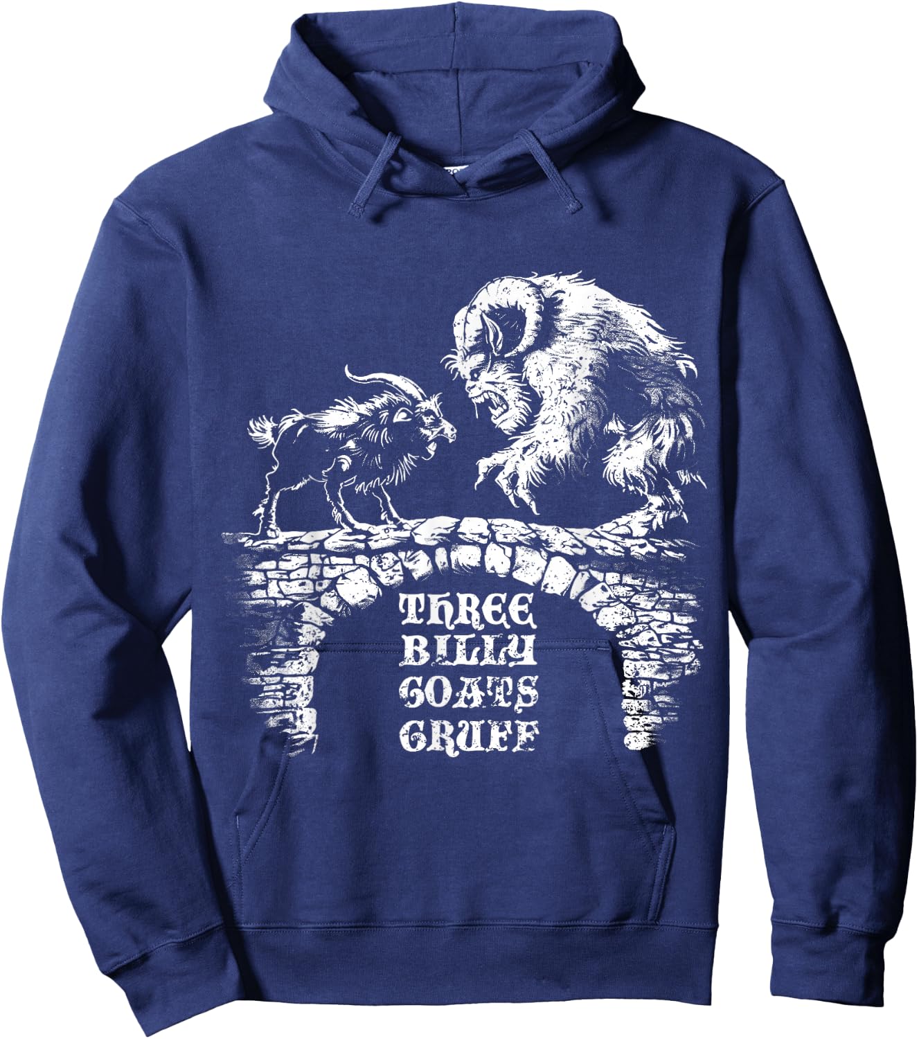 Three Billy Goats Gruff Fairytale Vintage Hoodie - Hoodie | Navy