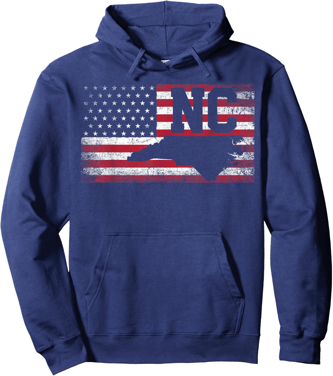 American Flag North Carolina 4th of July Vintage Men Women Hoodie - Hoodie | Navy