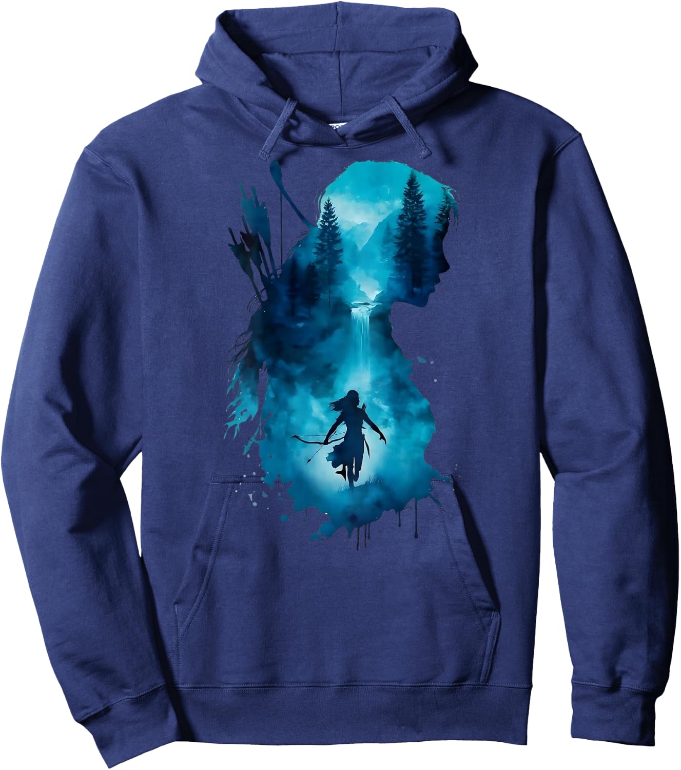 Regenbogen Frau Aquarell Wald - Bogenschießen Natur Kunst Hoodie - Hoodie | Navy