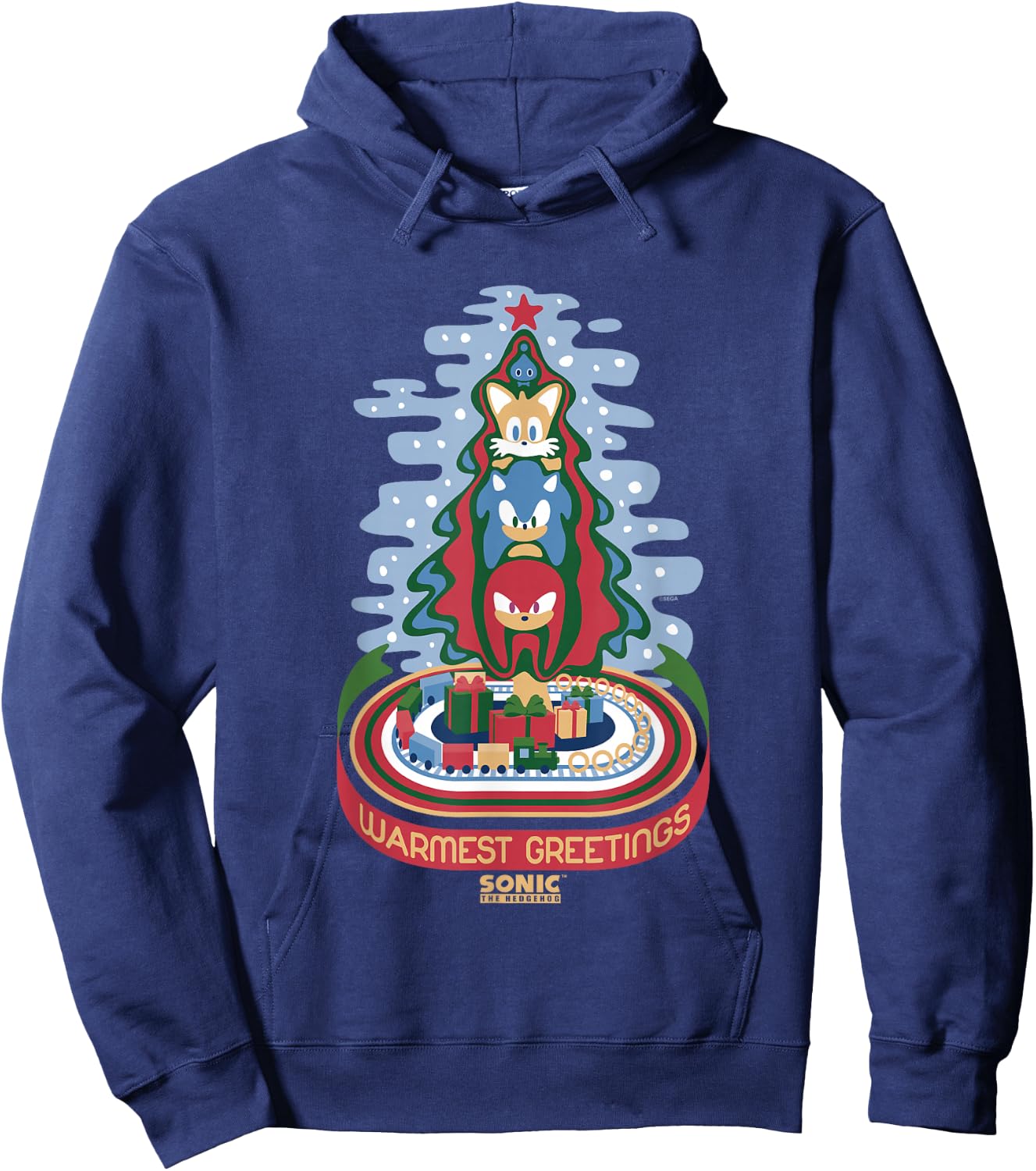 Sonic The Hedgehog Christmas Warmest Greetings Vintage Hoodie - Hoodie | Navy
