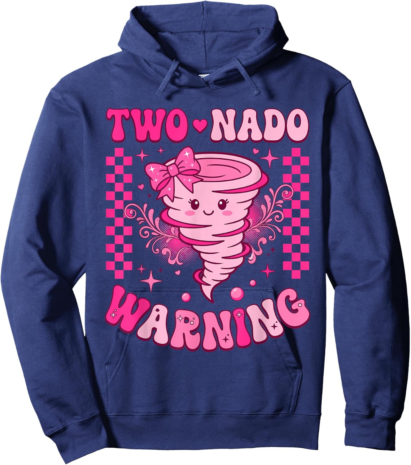 Two Nado 2nd Birthday Tornado 2 Year Old 2nd Bday Girl Hoodie - Hoodie | Navy